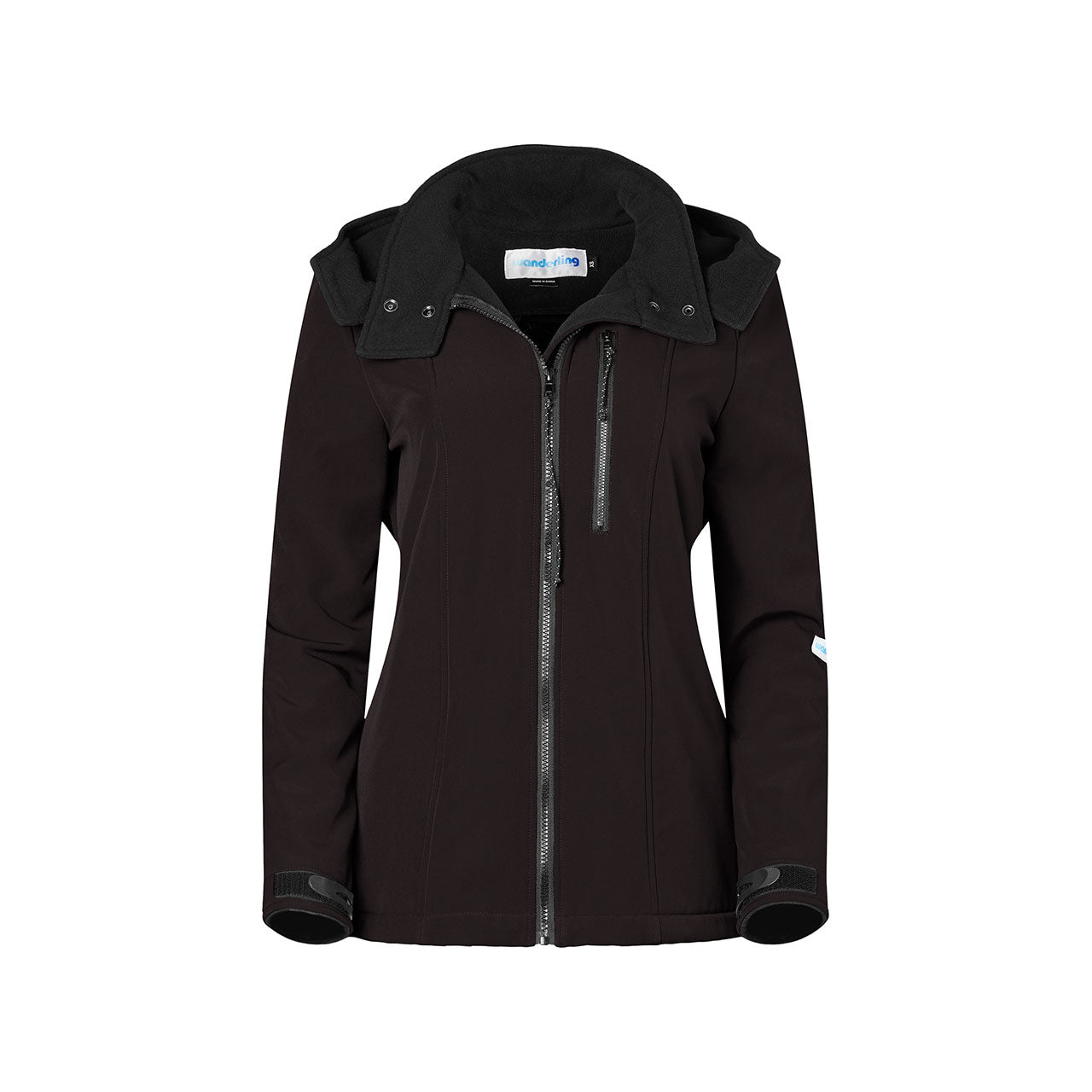 black jacket babywearing front back winter removable panel